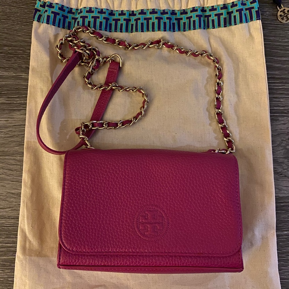 Tory Burch chained purse.